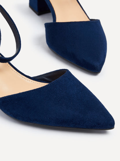 Suzy Wide Fit Navy Faux Suede Court Heels