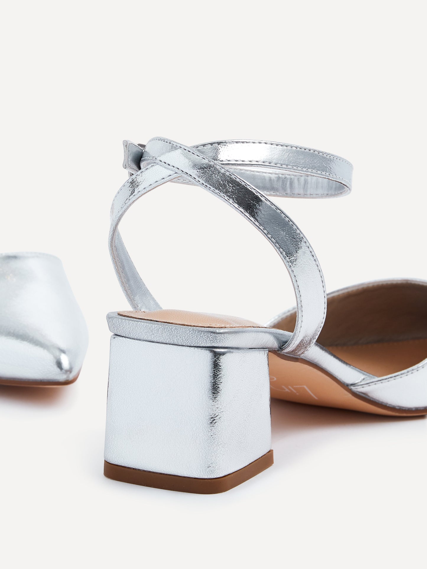 Suzy Wide Fit Silver Faux Leather Court Heels