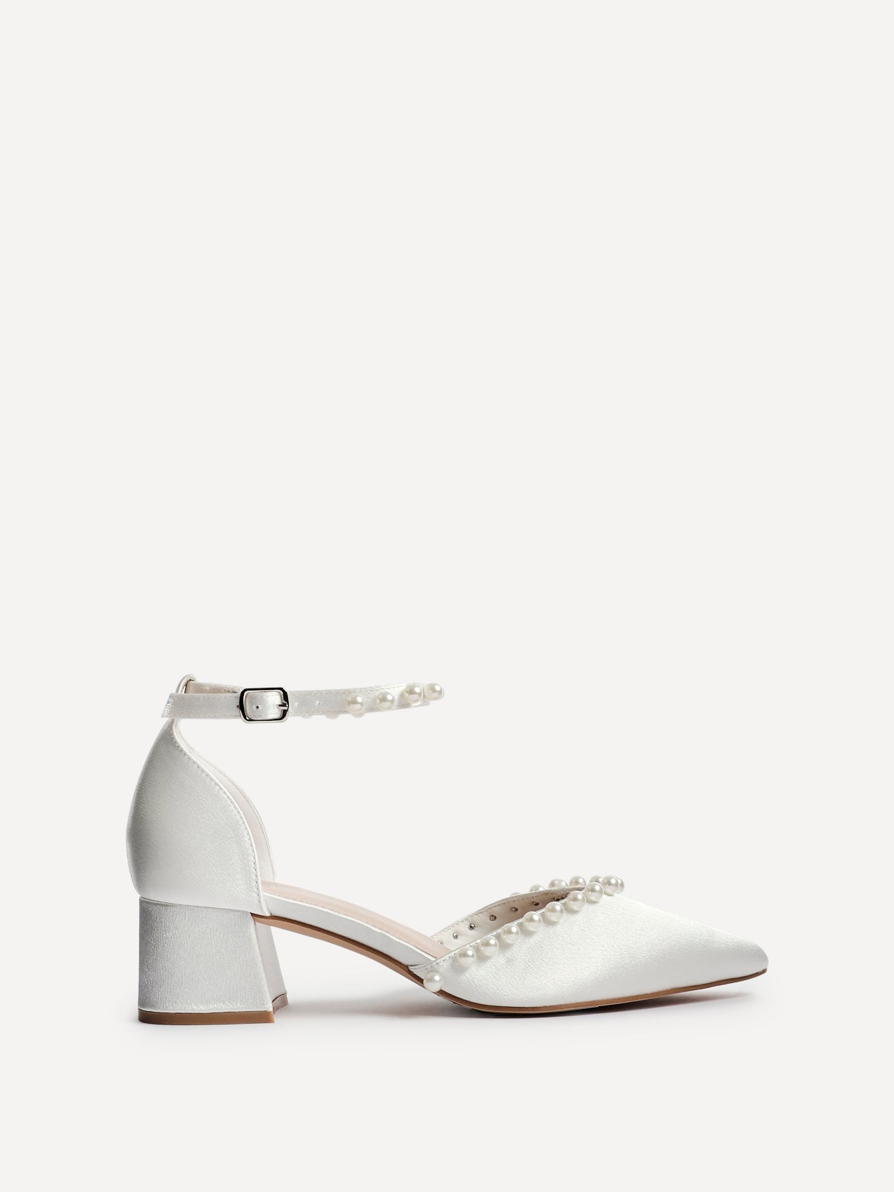 Swan Bridal Satin Pearl Court Heels