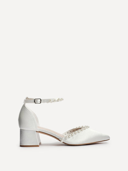 Swan Bridal Satin Pearl Court Heels