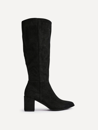 Swerve Black Heeled Long Boots
