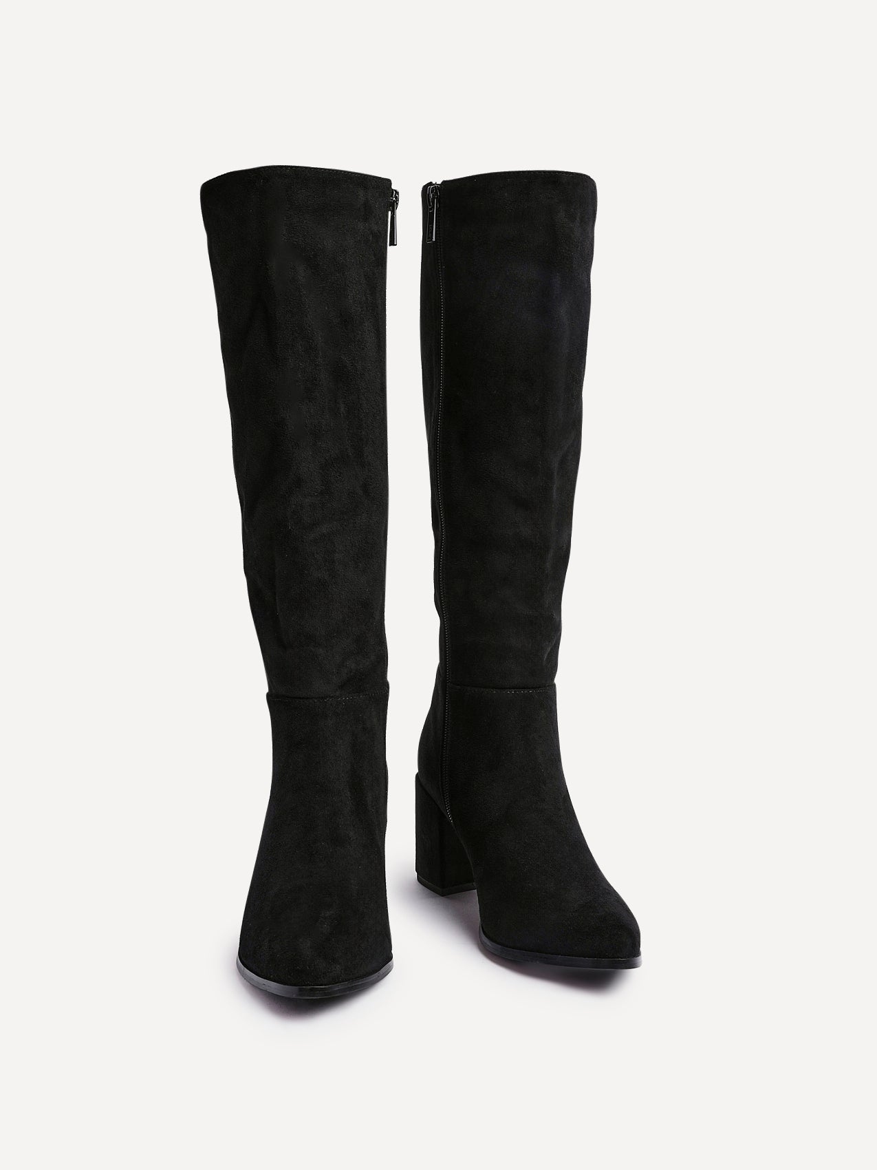 Swerve Black Heeled Long Boots