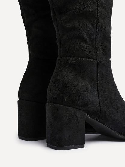 Swerve Black Heeled Long Boots