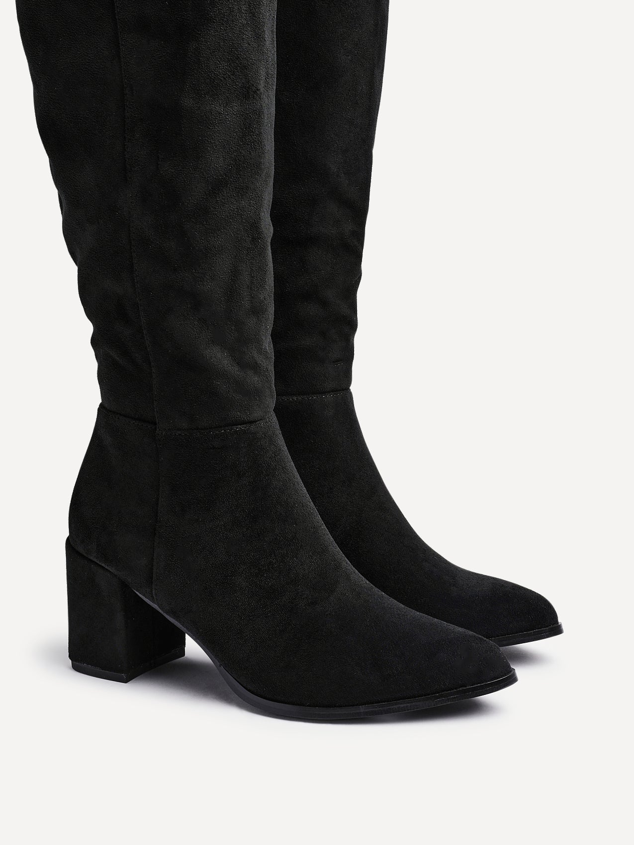 Swerve Black Heeled Long Boots