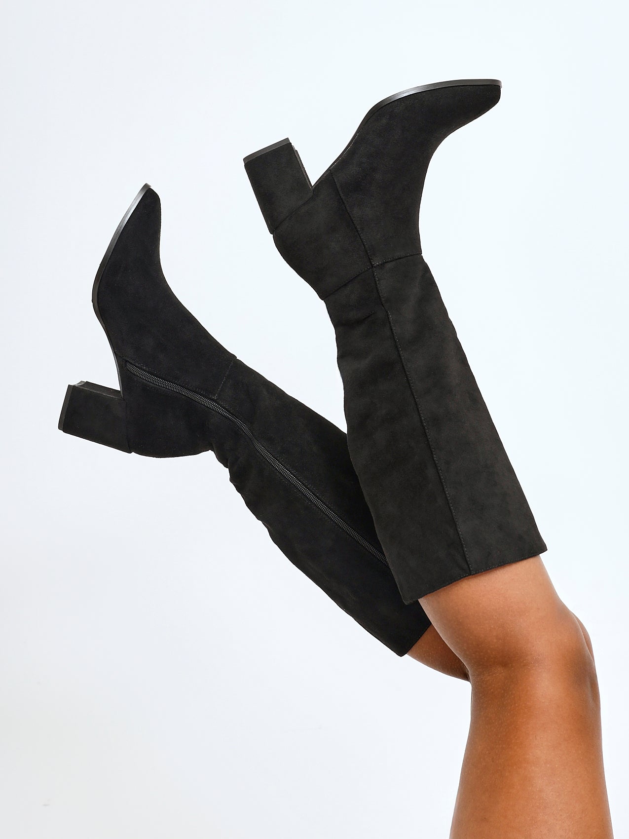 Swerve Black Heeled Long Boots