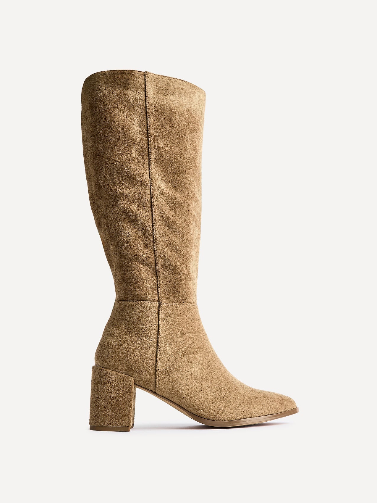 Swerve Beige Heeled Long Boots