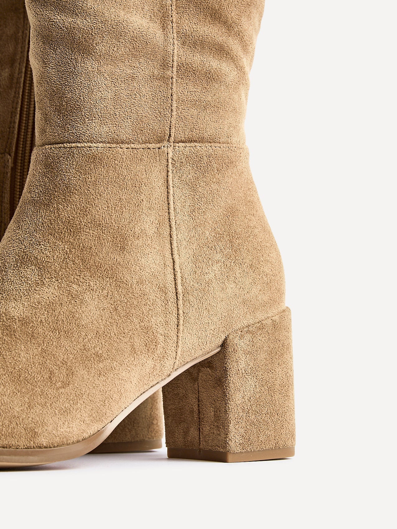Swerve Beige Heeled Long Boots