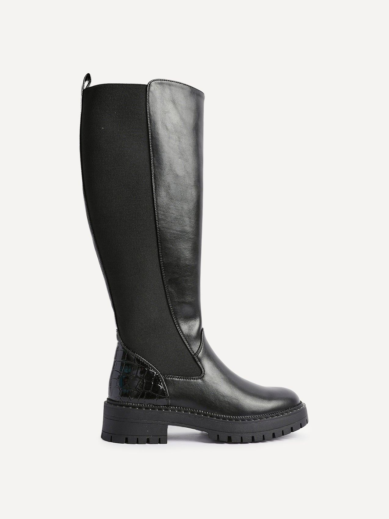 Swift Black Croc Long Boots