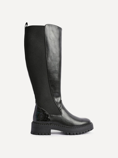 Swift Black Croc Long Boots