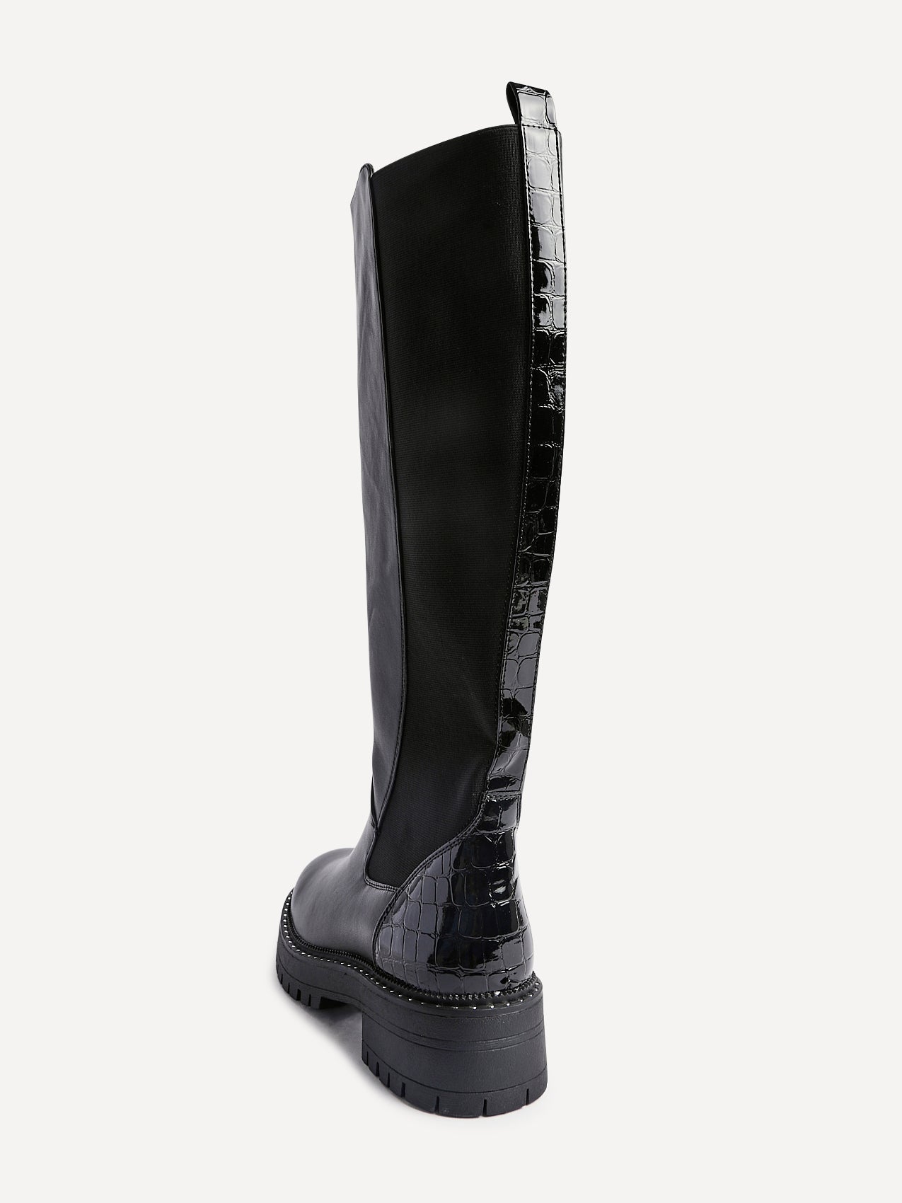 Swift Black Croc Long Boots