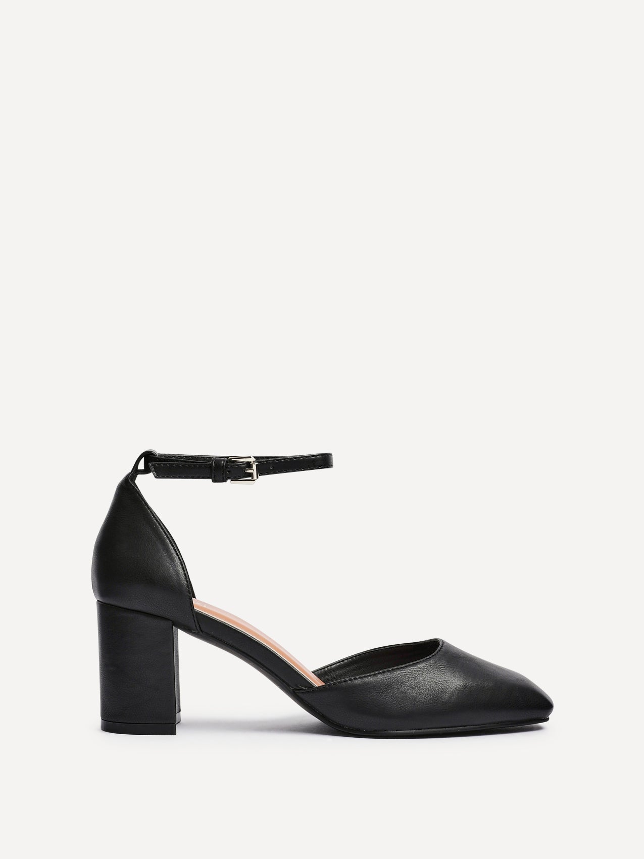 Sydney Black Square Toe Court Heels