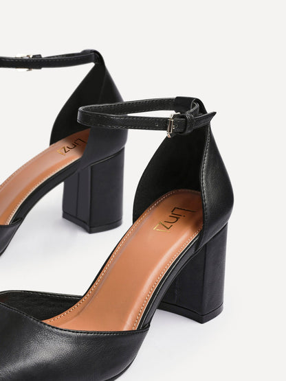 Sydney Black Square Toe Court Heels