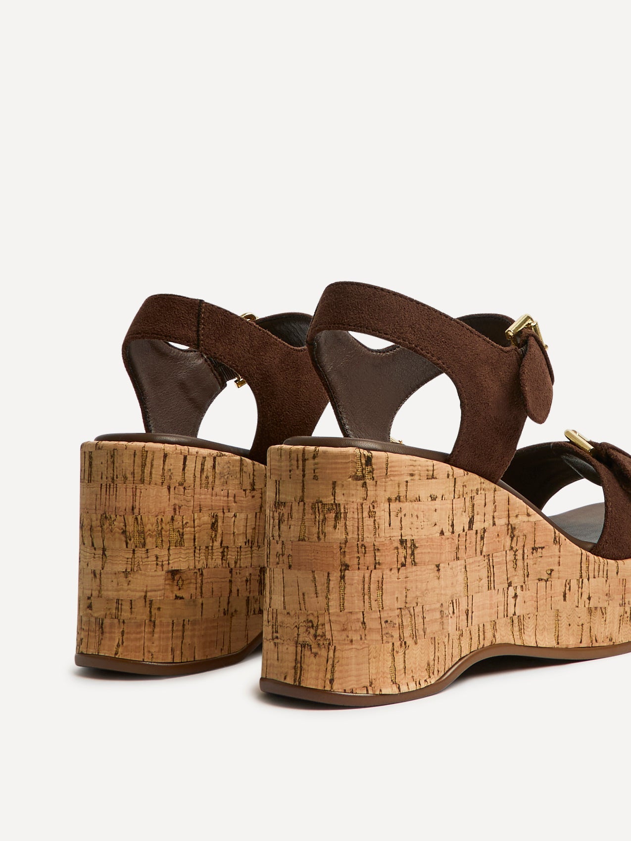 Sync Brown Faux Suede Wedge Sandals