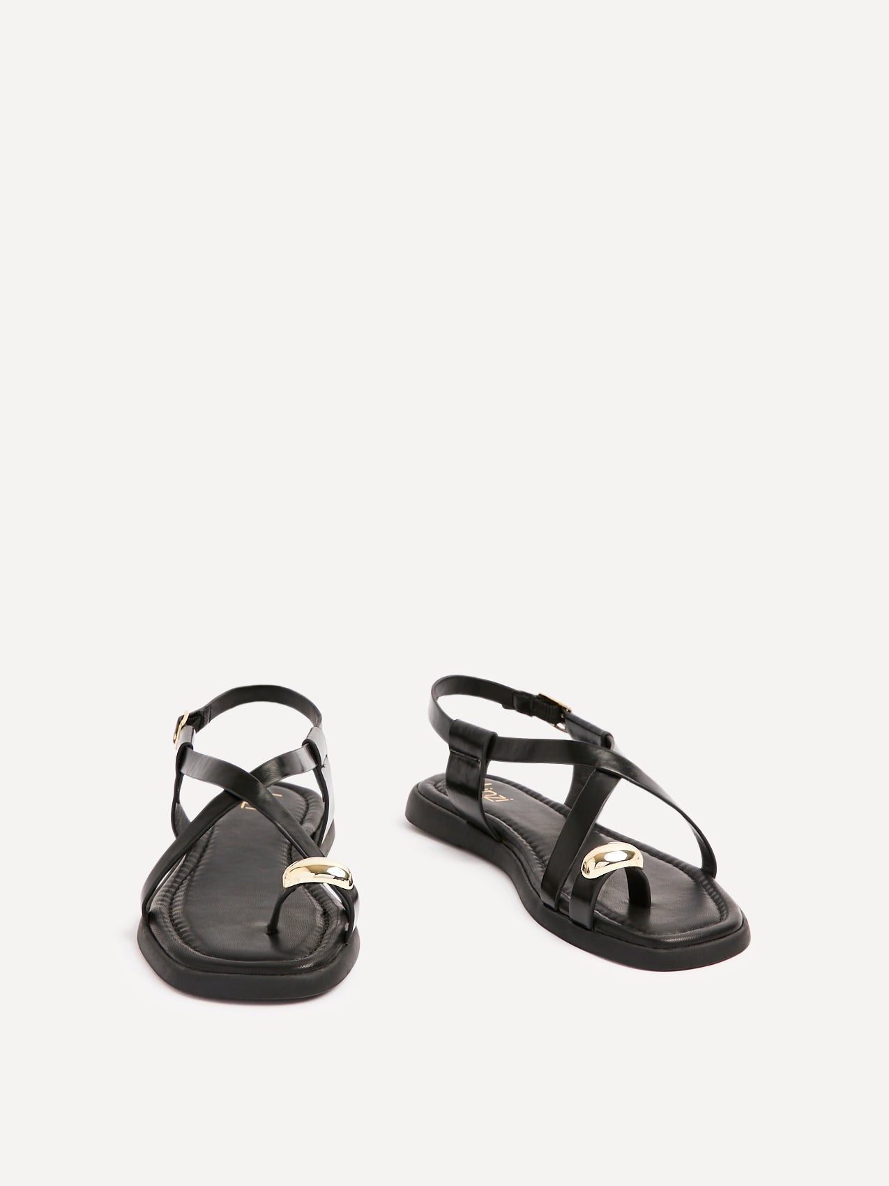 Salma Black & Gold Flat Sandals