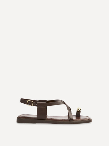 Salma Brown & Gold Flat Sandals
