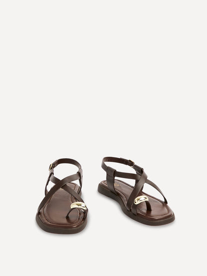 Salma Brown & Gold Flat Sandals
