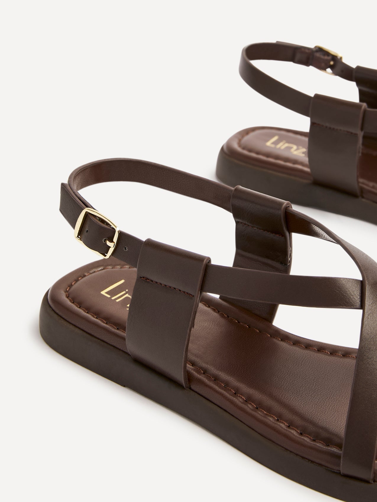 Salma Brown & Gold Flat Sandals