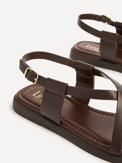 Salma Brown & Gold Flat Sandals
