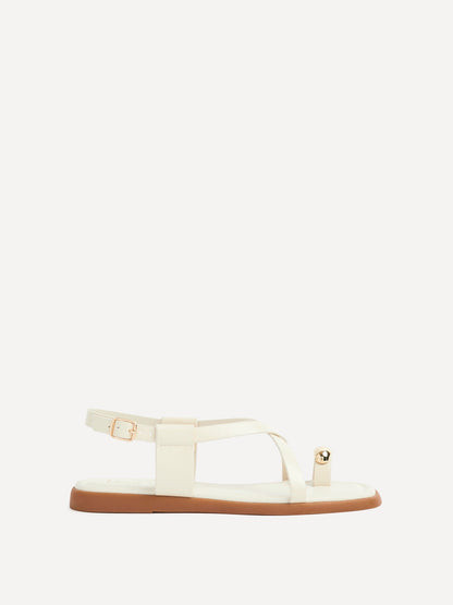 Salma Cream & Gold Flat Sandals