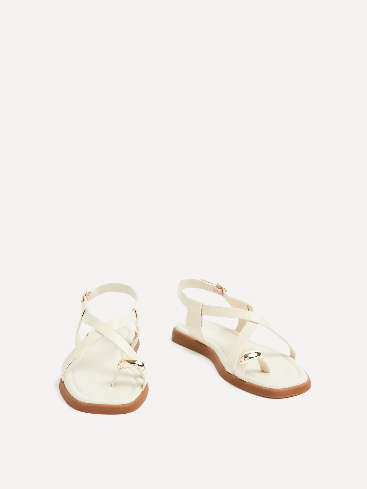 Salma Cream & Gold Flat Sandals