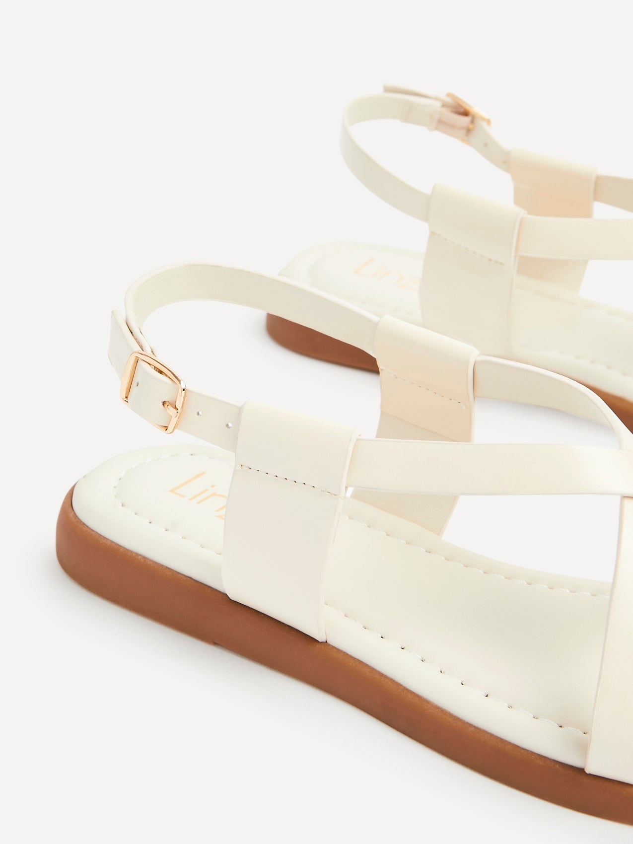 Salma Cream & Gold Flat Sandals