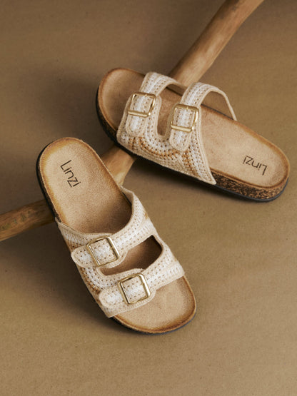 Jaylyn Beige Double Buckle Sandals