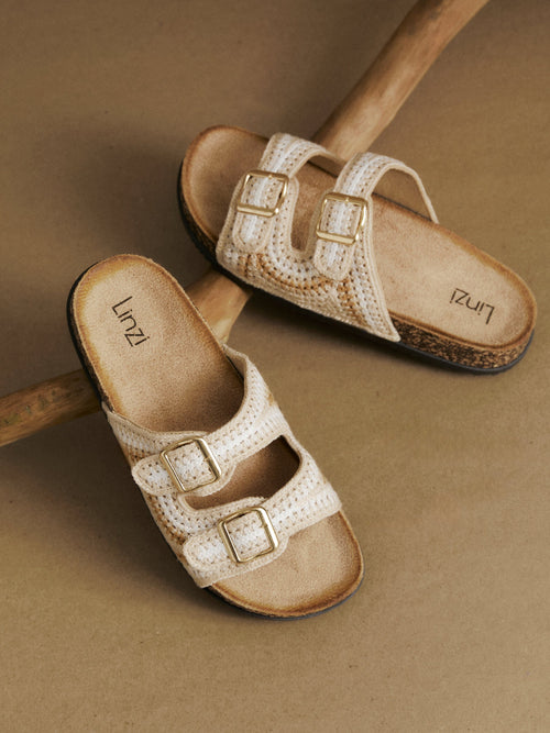 Jaylyn Beige Double Buckle Sandals