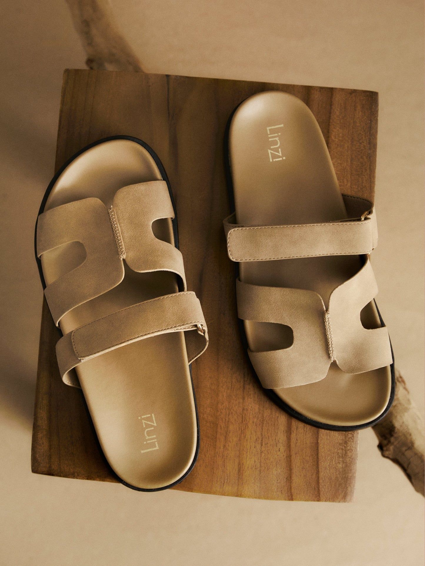 Emmy Taupe Faux Nubuck Sandals