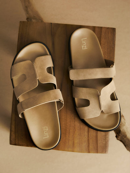 Emmy Taupe Faux Nubuck Sandals