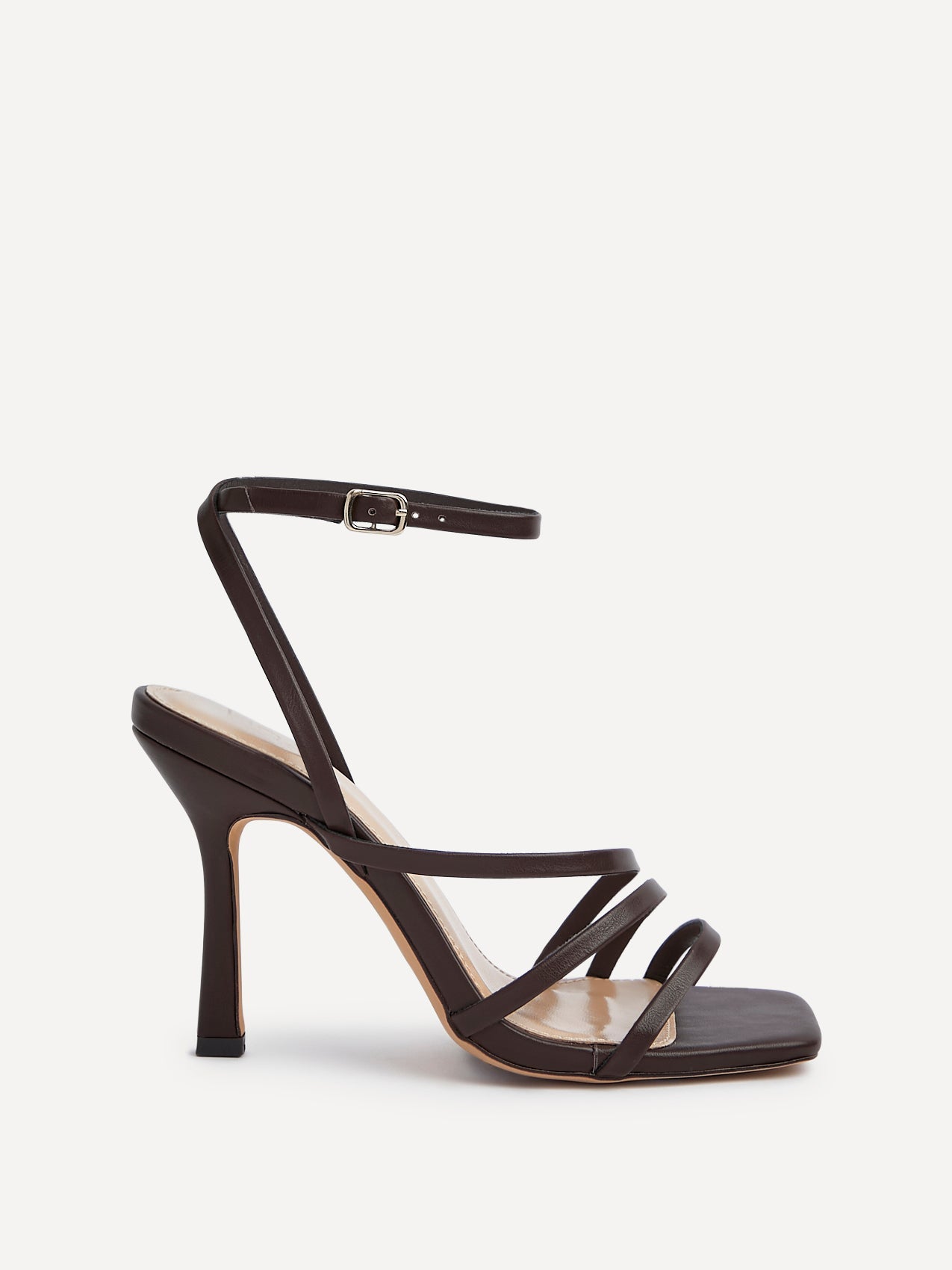 Scarlett Brown Faux Leather Strappy Heels
