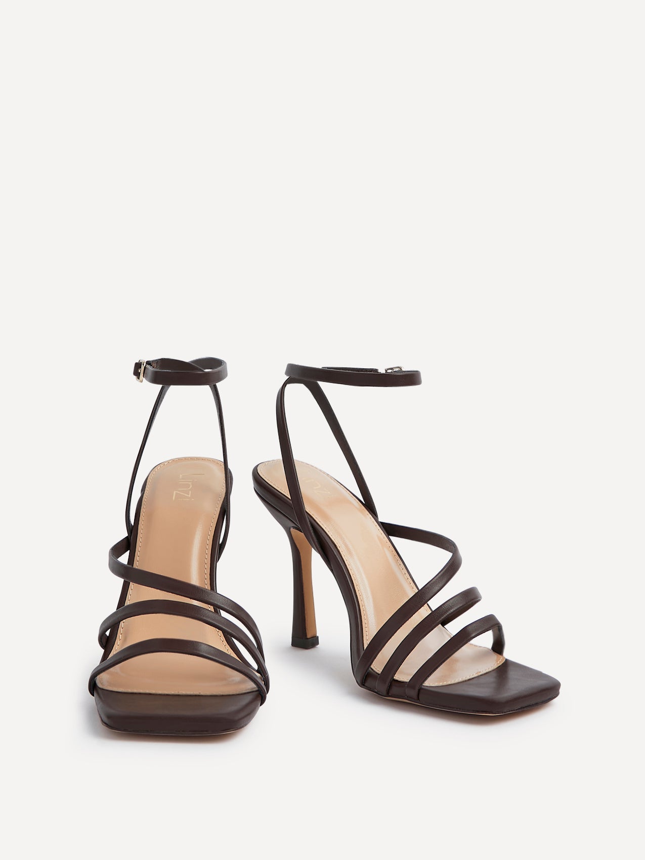 Scarlett Brown Faux Leather Strappy Heels