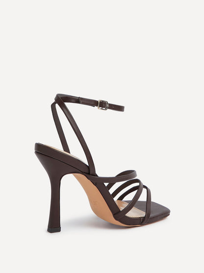 Scarlett Brown Faux Leather Strappy Heels