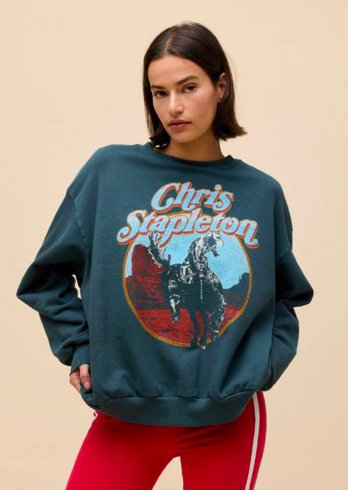 chris stapelton horse oversized crew sweatshirt