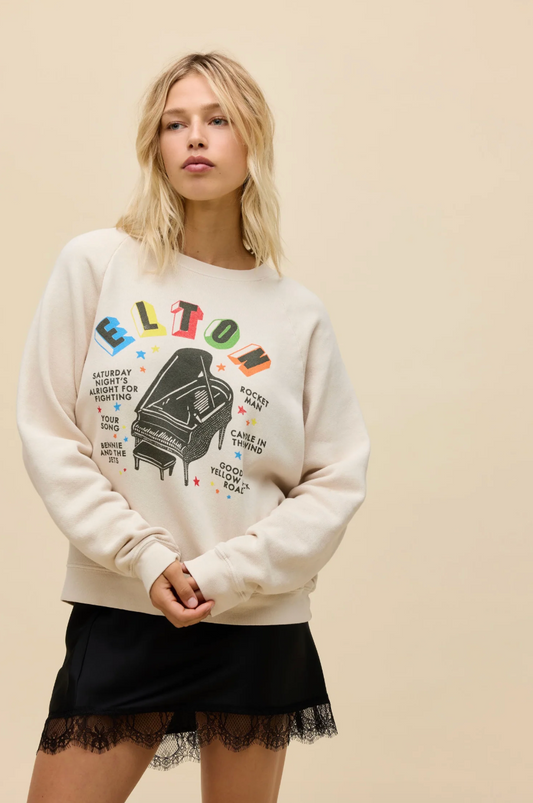 elton john rainbow piano vintage raglan sweatshirt