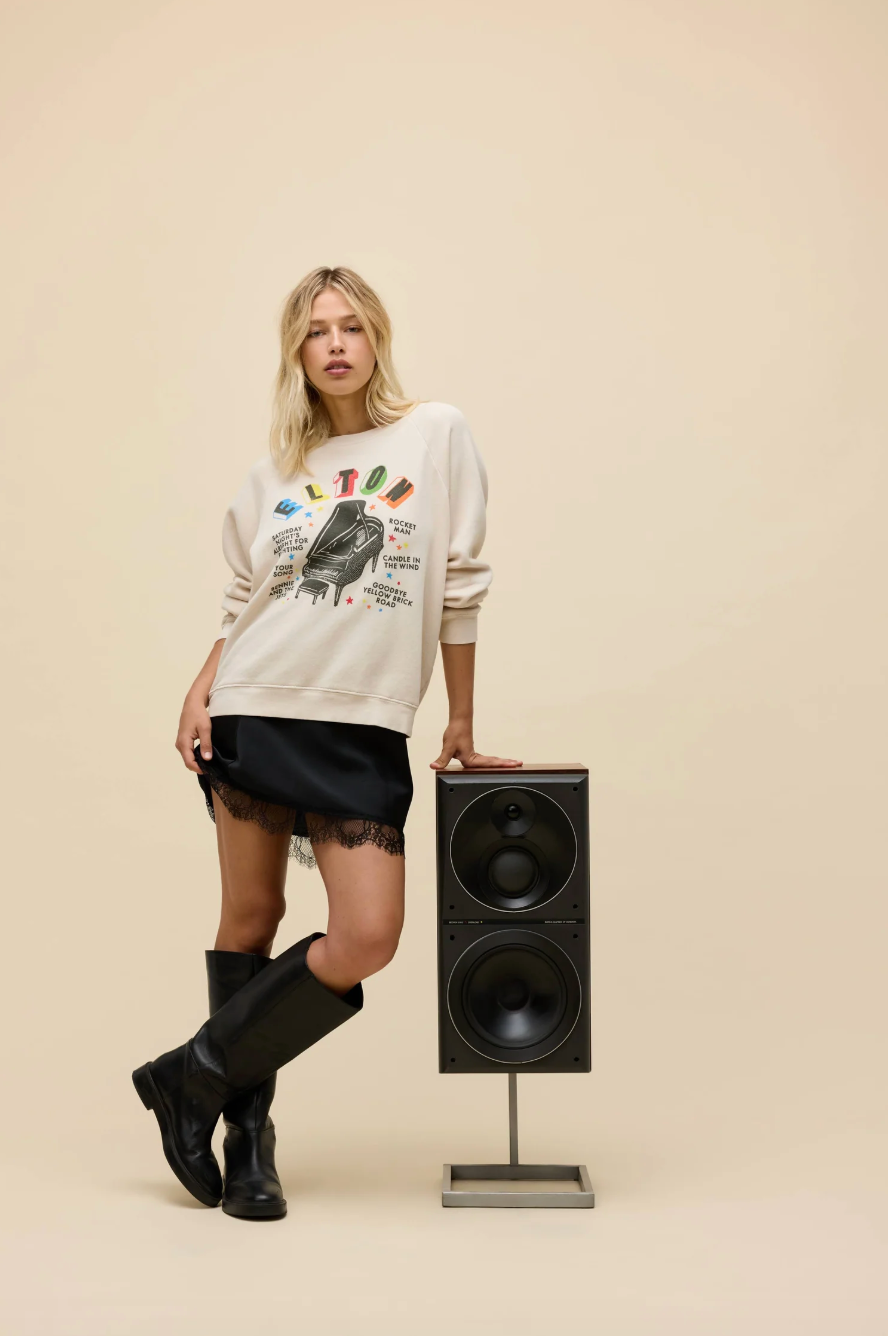 elton john rainbow piano vintage raglan sweatshirt