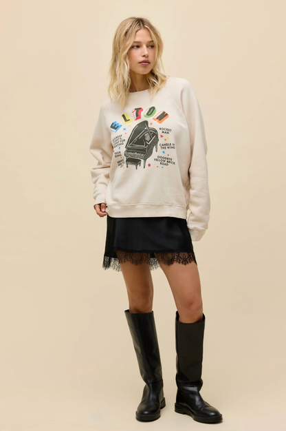 elton john rainbow piano vintage raglan sweatshirt