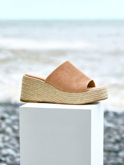 Espresso Mocha Espadrille Mule Wedges