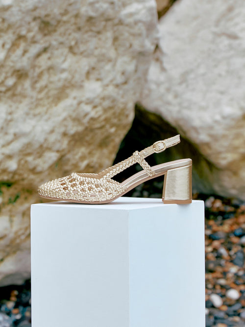 Sandria Gold Handwoven Court Heels
