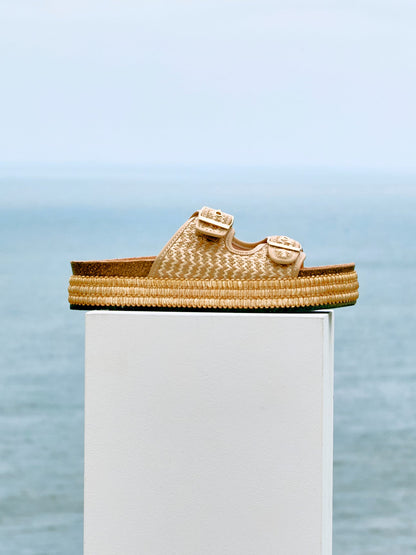 Cici Beige Flatform Slider Sandals