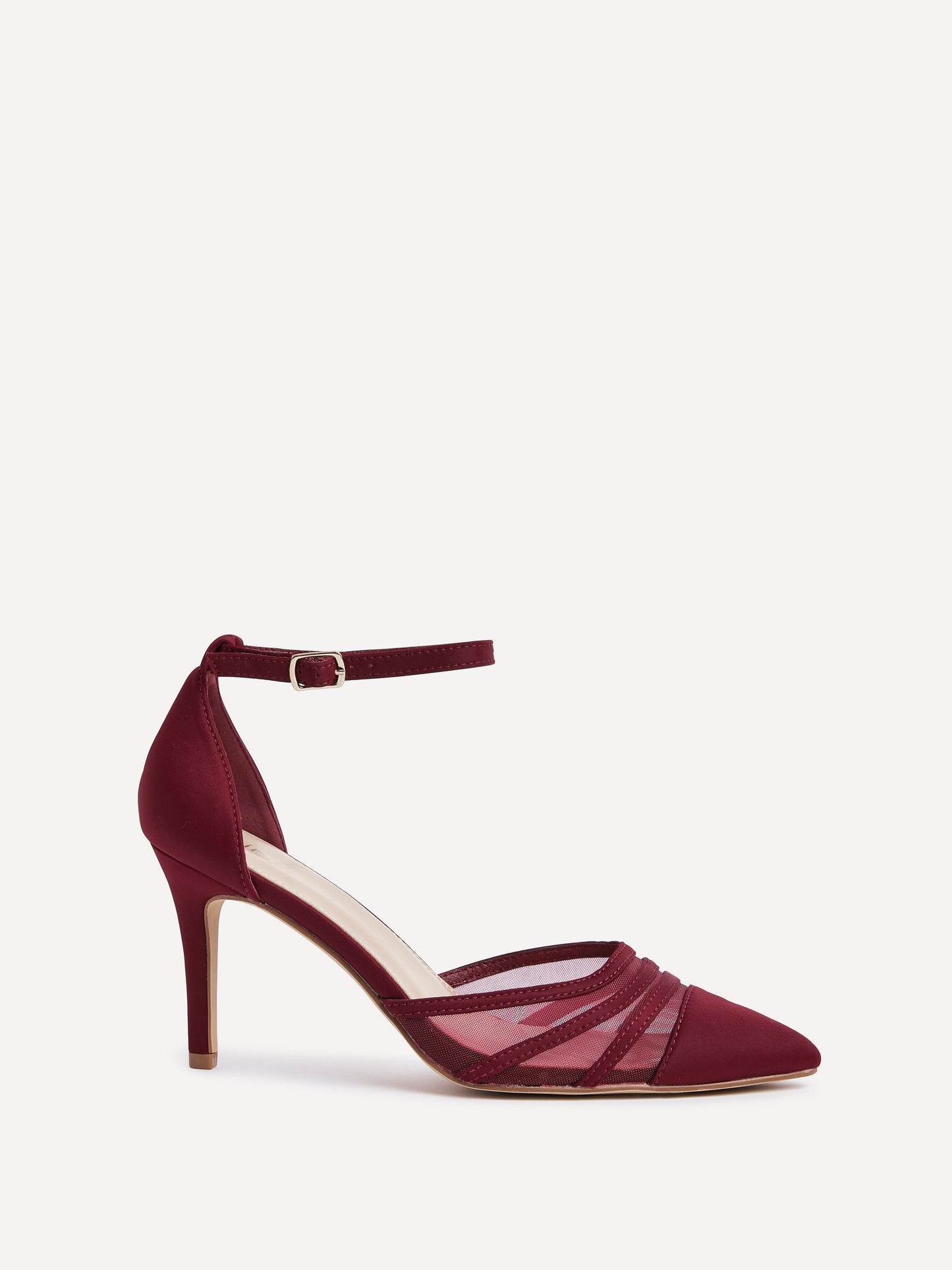 Serri Burgundy Lycra Mesh Court Heels