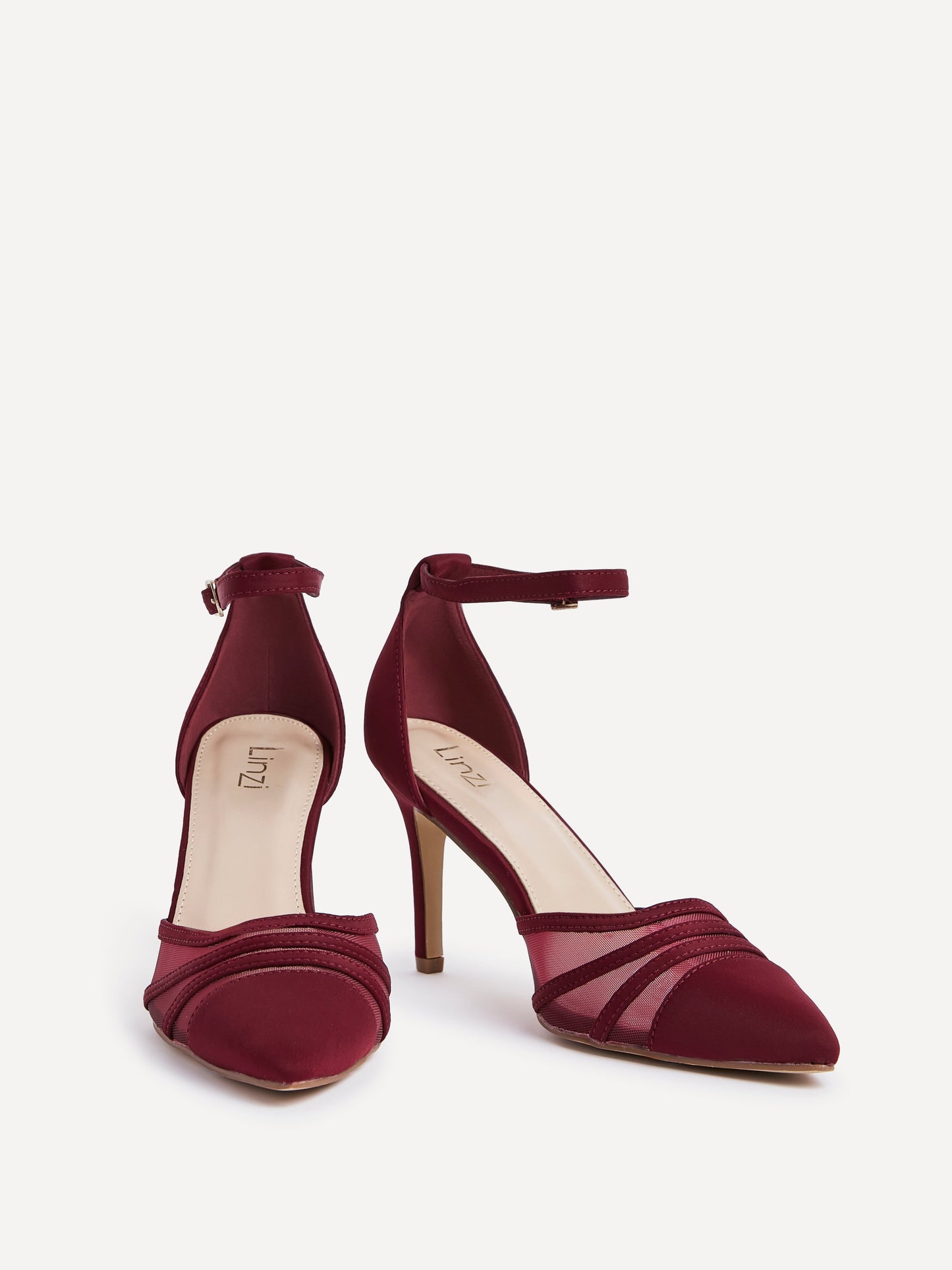 Serri Burgundy Lycra Mesh Court Heels
