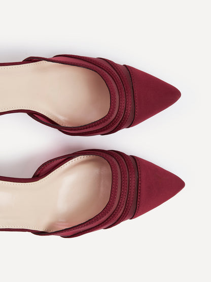Serri Burgundy Lycra Mesh Court Heels