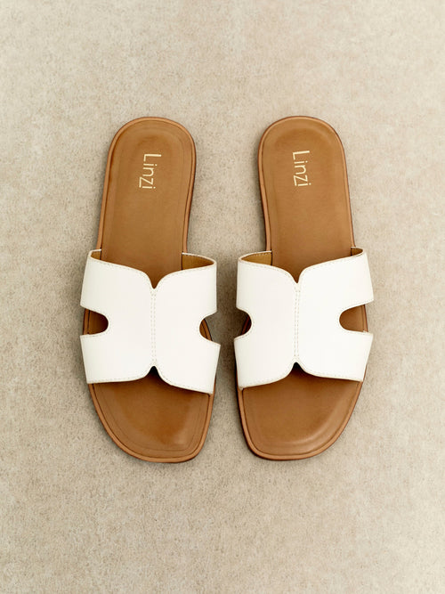 Petra White Link Flat Sandals