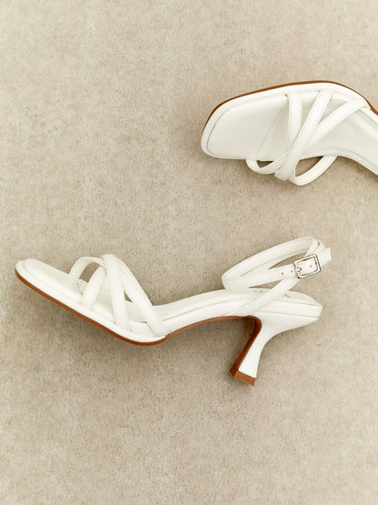 Faro White Strappy Heeled Sandals