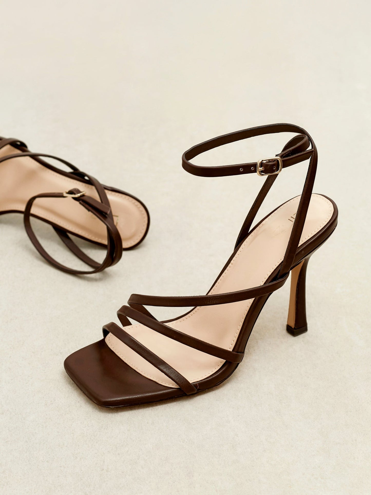 Scarlett Brown Faux Leather Strappy Heels