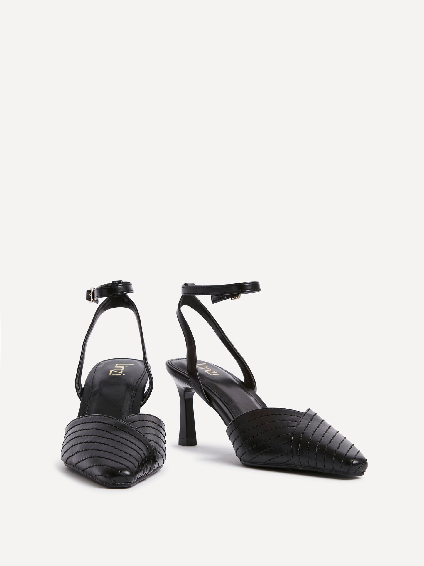 Siren Black Faux Leather Quilted Court Heels