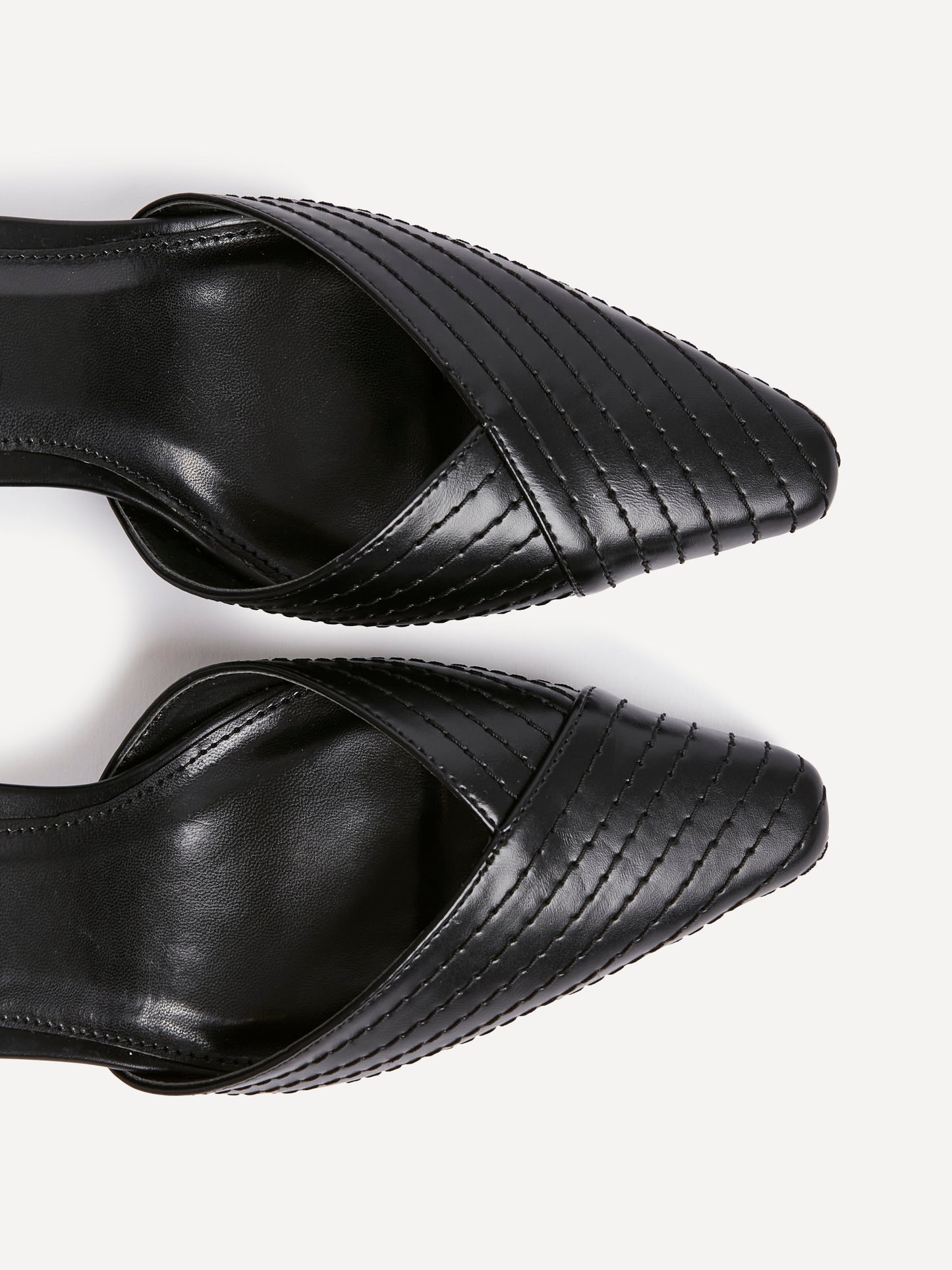 Siren Black Faux Leather Quilted Court Heels