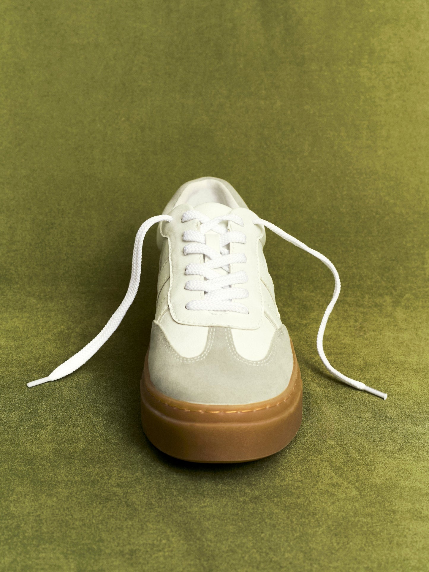 Kaia White and Grey Faux Leather Trainers