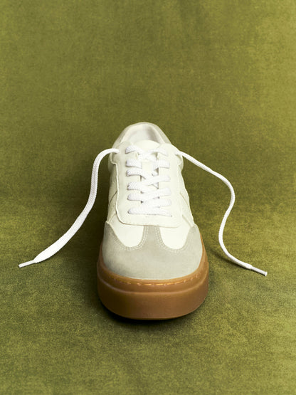 Kaia White and Grey Faux Leather Trainers