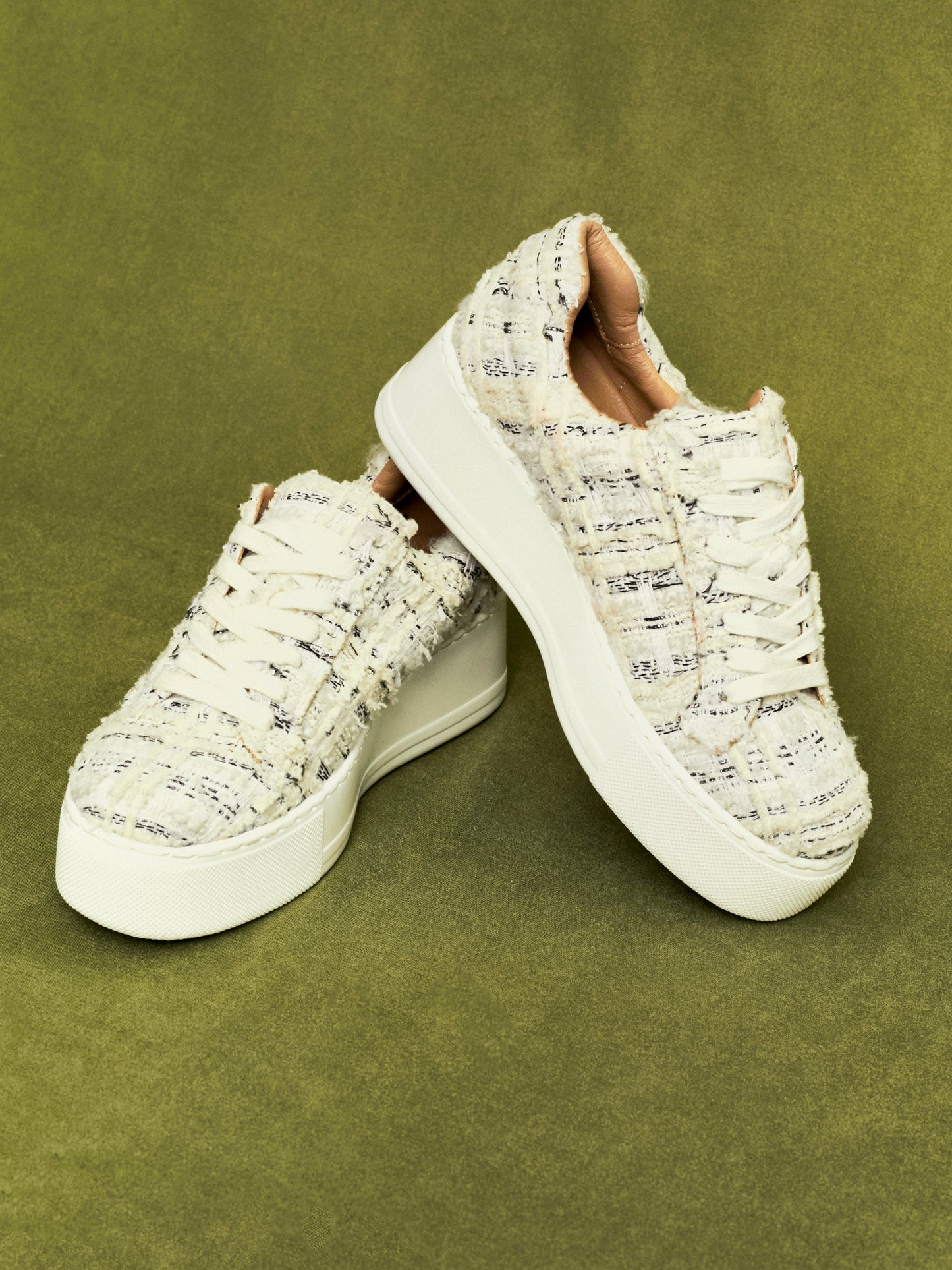 Quest White Tweed Trainers